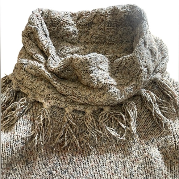 Kensie Scarf Sweater Knit Oatmeal Boho Size Large - Picture 3 of 11